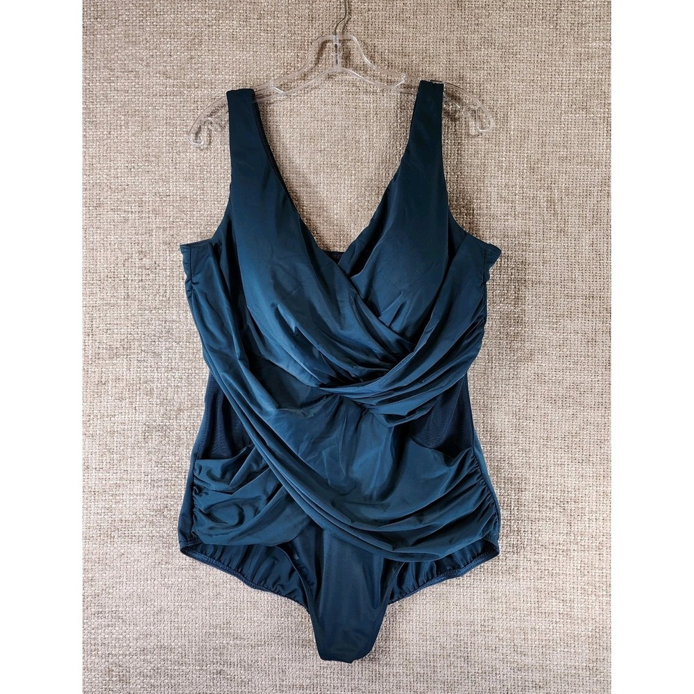 Miraclesuit Teal Draped One-Piece Swimsuit